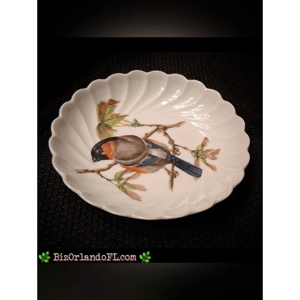 VINTAGE Haviland Limoges France Bouvreuil Bird 1967 Collector Dish Saucer Signed
